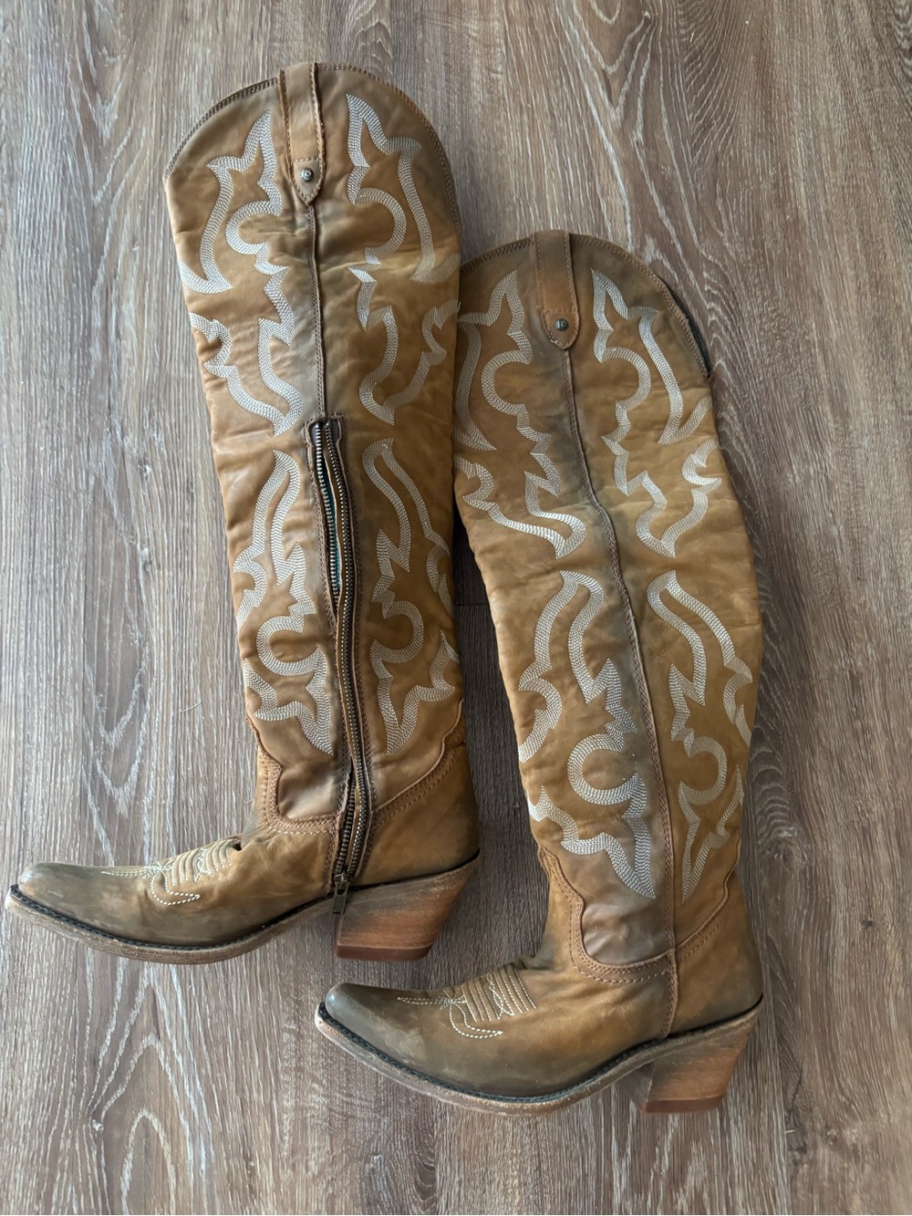 LIBERTY Black Over-the-Knee Brown Western Embroidered Boots